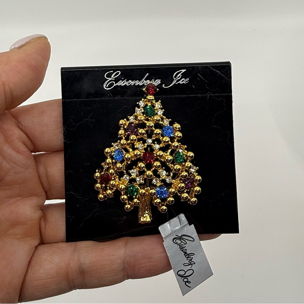 Eisenberg Ice Christmas Tree Holiday Brooch Pin